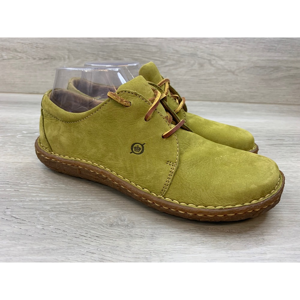 Born Women's Lime Green Nubuck Leather Oxford Lace Up Shoes 9 Comfort Shoes